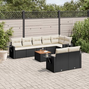 Maison exclusive - salon de jardin 9 pcs avec coussins noir résine tressée