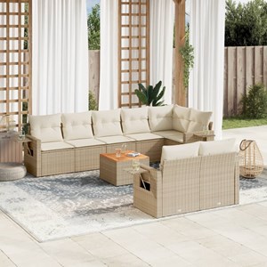 Maison exclusive - salon de jardin avec coussins 9 pcs beige résine tressée
