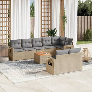 Maison exclusive - salon de jardin avec coussins 9pcs mélange beige résine tress
