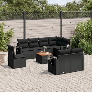 Maison exclusive - salon de jardin 9 pcs avec coussins noir résine tressée