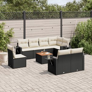 Maison exclusive - salon de jardin 9 pcs avec coussins noir résine tressée