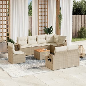 Maison exclusive - salon de jardin avec coussins 9 pcs beige résine tressée
