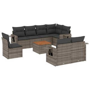 Maison exclusive - salon de jardin 9 pcs avec coussins gris résine tressée