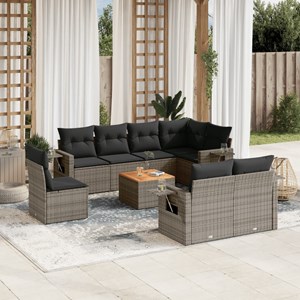 Maison exclusive - salon de jardin 9 pcs avec coussins gris résine tressée
