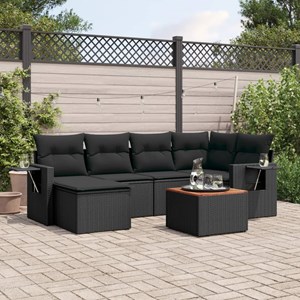 Maison exclusive - salon de jardin 7 pcs avec coussins noir résine tressée