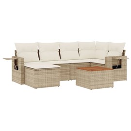 Maison exclusive - salon de jardin avec coussins 7 pcs beige résine tressée