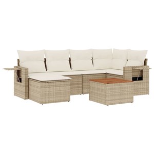 Maison exclusive - salon de jardin avec coussins 7 pcs beige résine tressée