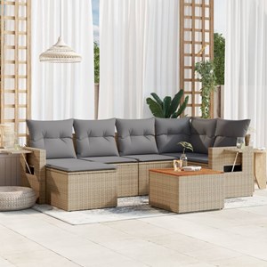 Maison exclusive - salon de jardin avec coussins 7pcs mélange beige résine tress