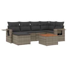 Maison exclusive - salon de jardin avec coussins 7 pcs gris résine tressée