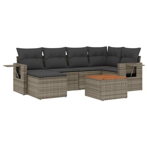 Maison exclusive - salon de jardin avec coussins 7 pcs gris résine tressée