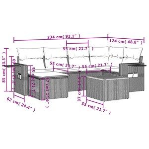 Maison exclusive - salon de jardin avec coussins 7 pcs gris résine tressée