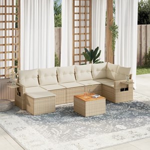 Maison exclusive - salon de jardin avec coussins 8 pcs beige résine tressée