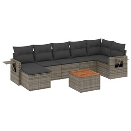 Maison exclusive - salon de jardin 8 pcs avec coussins gris résine tressée