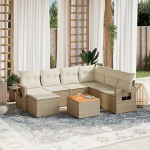 Maison exclusive - salon de jardin avec coussins 8 pcs beige résine tressée