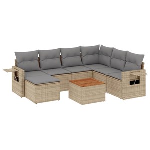 Maison exclusive - salon de jardin avec coussins 8pcs mélange beige résine tress