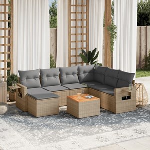 Maison exclusive - salon de jardin avec coussins 8pcs mélange beige résine tress