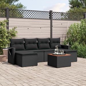 Maison exclusive - salon de jardin 7 pcs avec coussins noir résine tressée