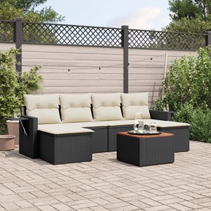 Maison exclusive - salon de jardin 7 pcs avec coussins noir résine tressée