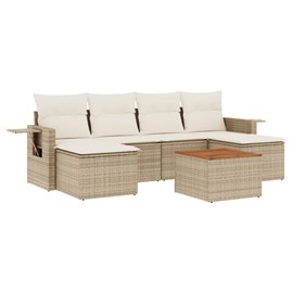 Maison exclusive - salon de jardin avec coussins 7 pcs beige résine tressée