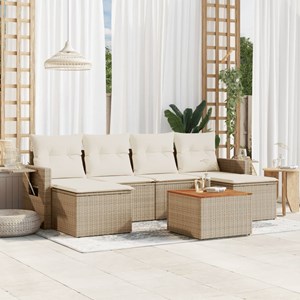Maison exclusive - salon de jardin avec coussins 7 pcs beige résine tressée