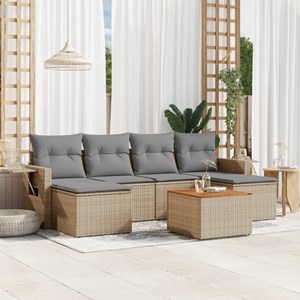 Maison exclusive - salon de jardin avec coussins 7pcs mélange beige résine tress