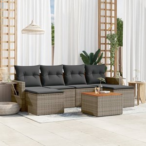 Maison exclusive - salon de jardin avec coussins 7 pcs gris résine tressée