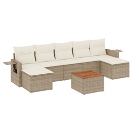 Maison exclusive - salon de jardin avec coussins 8 pcs beige résine tressée