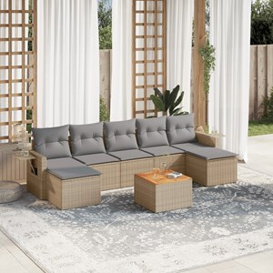 Maison exclusive - salon de jardin avec coussins 8pcs mélange beige résine tress