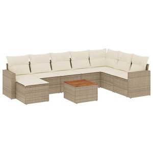 Maison exclusive - salon de jardin avec coussins 9 pcs beige résine tressée
