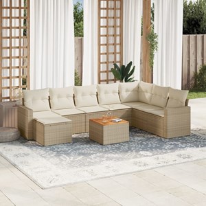 Maison exclusive - salon de jardin avec coussins 9 pcs beige résine tressée