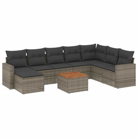 Maison exclusive - salon de jardin 9 pcs avec coussins gris résine tressée