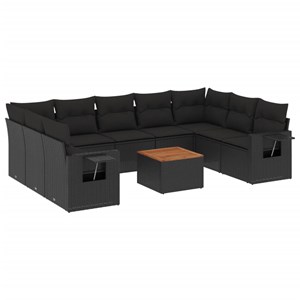 Maison exclusive - salon de jardin 10 pcs avec coussins noir résine tressée