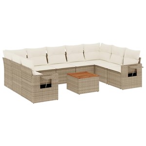 Maison exclusive - salon de jardin avec coussins 10 pcs beige résine tressée
