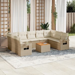 Maison exclusive - salon de jardin avec coussins 10 pcs beige résine tressée