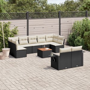 Maison exclusive - salon de jardin 10 pcs avec coussins noir résine tressée