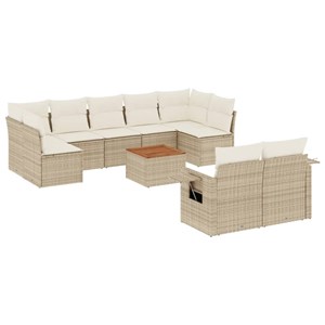 Maison exclusive - salon de jardin avec coussins 10 pcs beige résine tressée