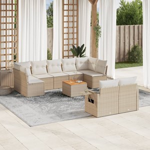 Maison exclusive - salon de jardin avec coussins 10 pcs beige résine tressée