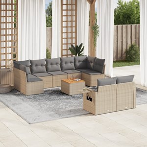 Maison exclusive - salon de jardin et coussins 10 pcs mélange beige résine tress