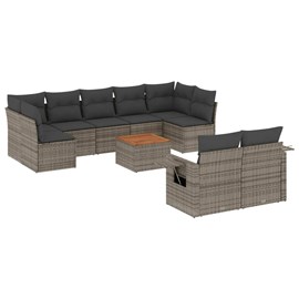 Maison exclusive - salon de jardin avec coussins 10 pcs gris résine tressée