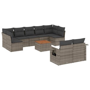 Maison exclusive - salon de jardin avec coussins 10 pcs gris résine tressée