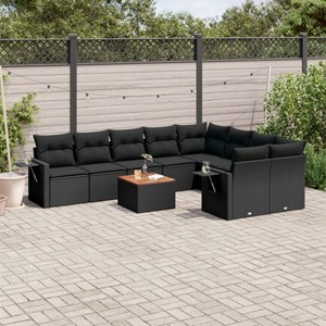 Maison exclusive - salon de jardin 10 pcs avec coussins noir résine tressée