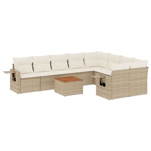 Maison exclusive - salon de jardin avec coussins 10 pcs beige résine tressée