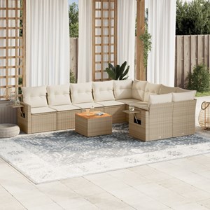 Maison exclusive - salon de jardin avec coussins 10 pcs beige résine tressée