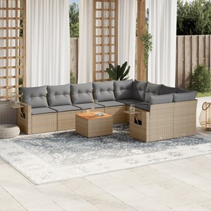 Maison exclusive - salon de jardin et coussins 10 pcs mélange beige résine tress