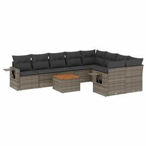 Maison exclusive - salon de jardin avec coussins 10 pcs gris résine tressée