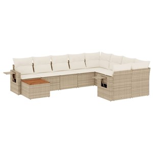 Maison exclusive - salon de jardin avec coussins 10 pcs beige résine tressée
