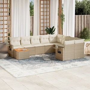 Maison exclusive - salon de jardin avec coussins 10 pcs beige résine tressée