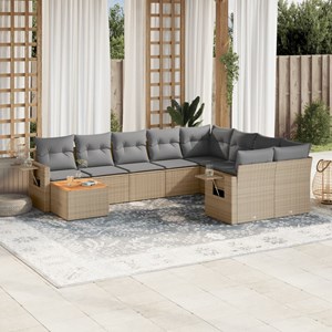 Maison exclusive - salon de jardin et coussins 10 pcs mélange beige résine tress