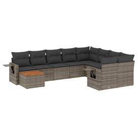 Maison exclusive - salon de jardin avec coussins 10 pcs gris résine tressée