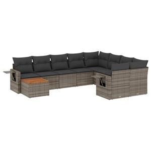 Maison exclusive - salon de jardin avec coussins 10 pcs gris résine tressée